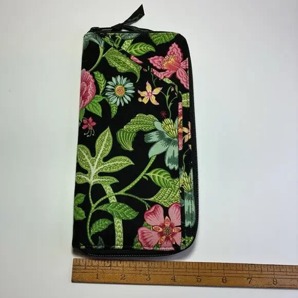 Vera Bradley Botanica Large Wallet Travel Organizer Pink Black Green Floral‎ - Picture 3 of 4